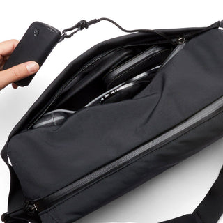 Bellroy Venture Sling 10L - Camera Edition in black recycled fabric with organized interior compartments