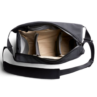 Bellroy Venture Sling 10L - Camera Edition black bag interior with padded compartments and adjustable strap