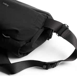Bellroy Venture Sling 10L - Camera Edition black recycled nylon fabric close-up with adjustable strap