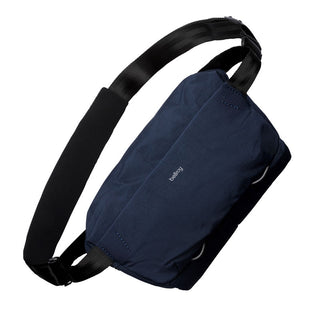Bellroy Venture Sling 10L - Camera Edition in navy blue recycled fabric with adjustable black strap