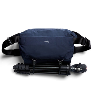Bellroy Venture Sling 10L - Camera Edition in navy blue with tripod holder and black strap
