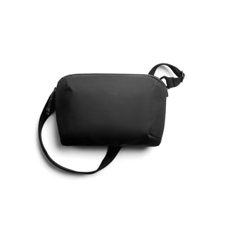 Bellroy Venture Travel Crossbody in black fabric with adjustable strap and minimalist design