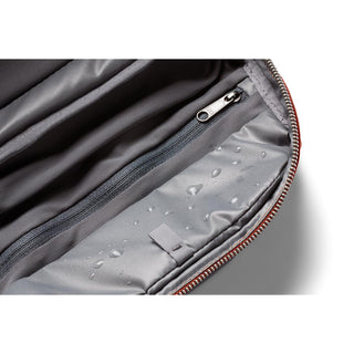 Bellroy Toiletry Kit Plus interior showing water-resistant lining and zippered pocket with compartments