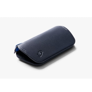 Bellroy Key Cover Third Edition in navy leather with slim, compact design and embossed logo visible