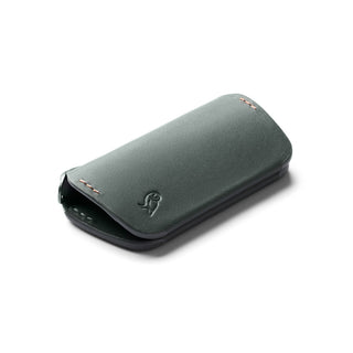 Bellroy Key Cover Third Edition in dark green leather with stitched edges and embossed logo detail