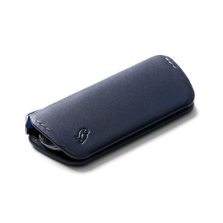 Bellroy Key Cover Plus Third Edition in navy leather with embossed logo and compact slim design