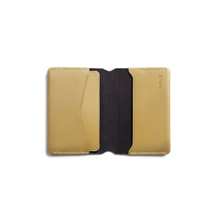 Bellroy Under Cover slim card holder in tan leather with contrasting dark interior and stitched edges