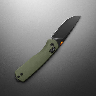 James The Carter Knife with olive green Micarta handle and black VG-10 steel blade from The James Brand
