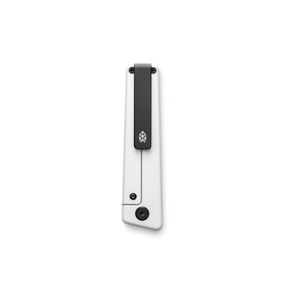 James The Chapter 2 Knife closed view showing matte titanium handle and black pocket clip design