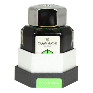 Caran d'Ache Fountain Pen Ink Bottle 50 ml in delicate green with hexagonal glass design
