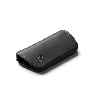 Bellroy Key Cover Third Edition in black leather with subtle embossed logo and smooth texture visible