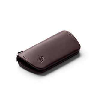 Bellroy Key Cover Third Edition in dark brown leather with embossed logo and smooth texture design