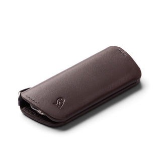 Bellroy Key Cover Plus Third Edition in dark brown leather with sleek embossed logo and compact design