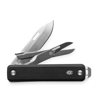 James The Ellis Scissors Knife with black Micarta handle and stainless steel blade by The James Brand