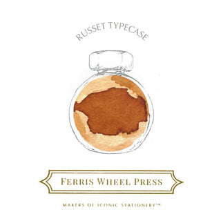 Russet Typecase | 38ml Ink | Ferris Wheel Press featuring warm brown ink in round glass bottle design