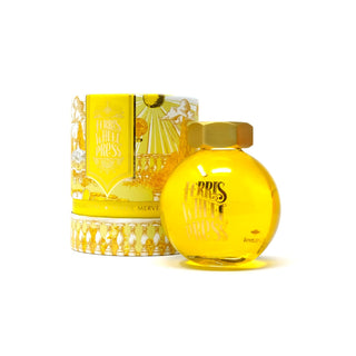 Freshly Squeezed Sunshine | 85ml Ink bottle with hexagonal cap beside ornate yellow packaging by Ferris Wheel Press