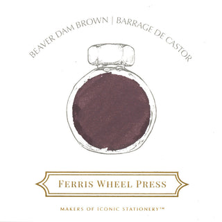 Beaver Dam Brown | 38ml Ink | Ferris Wheel Press with deep brown color in round glass bottle design