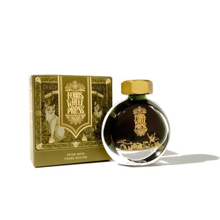Peter Moss | 38ml Ink | Ferris Wheel Press round glass bottle with gold cap and decorative packaging