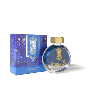 Bathurst Blue Denim | 38ml Ink | Ferris Wheel Press, round ink bottle with illustrated packaging
