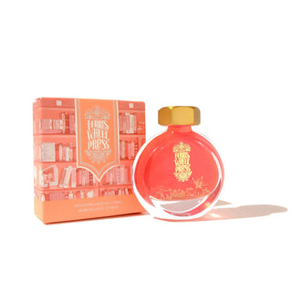 Wonderland in Coral | 38ml Ink | Ferris Wheel Press round glass bottle with coral ink and gold cap