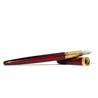 The Bijou Fountain Pen - Ambrosia Indulgence | Ferris Wheel Press in deep red brass with gold grip detail