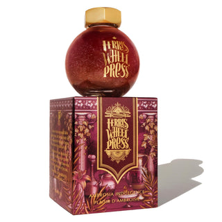 Ambrosia Indulgence | 85ml Ink | Ferris Wheel Press with maroon glass bottle and gold cap on detailed box