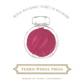 Royal Rhubarb | 38ml Ink | Ferris Wheel Press vibrant deep pink ink bottle sketch with elegant branding text