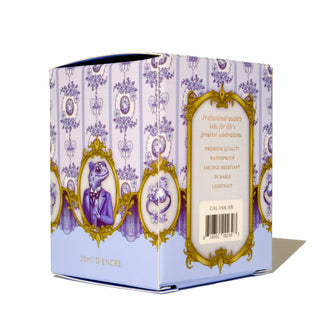 28ml Calligraphy Ink - Borrowed Blue packaging by Ferris Wheel Press with elegant vintage design details