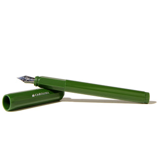 The Carousel Fountain Pen - Brilliant Beanstalk by Ferris Wheel Press with sleek green resin body and silver nib