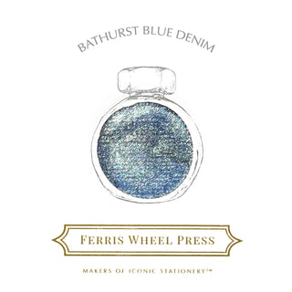 Bathurst Blue Denim | 38ml Ink | Ferris Wheel Press, circular ink colour swatch