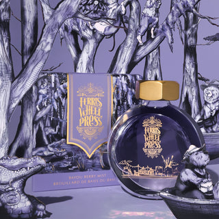 Bayou Berry Mist | 38ml Ink | Ferris Wheel Press bottle with gold cap and intricate swamp-themed packaging