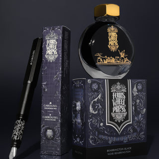 Bearrington Black | 38ml Ink | Ferris Wheel Press with black rectangular pen and decorative packaging