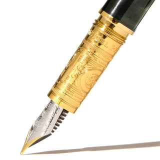 The Bijou Fountain Pen - Echoes of Eaton | Ferris Wheel Press with detailed gold brass grip and stainless steel nib