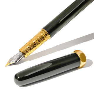 The Bijou Fountain Pen - Echoes of Eaton | Ferris Wheel Press with gold engraved nib and black glossy body