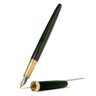 The Bijou Fountain Pen - Emerald Gardens | Ferris Wheel Press with brass grip and deep green lacquer finish