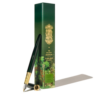 The Bijou Fountain Pen - Emerald Gardens | Ferris Wheel Press with green lacquer and gold engraved detailing
