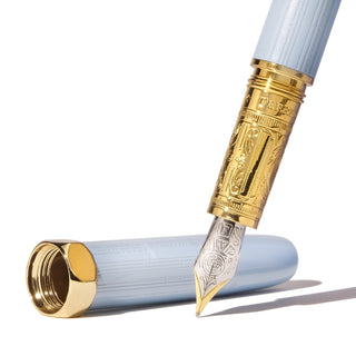 The Bijou Fountain Pen - Forget Me Not | Ferris Wheel Press with detailed gold nib and pale blue body