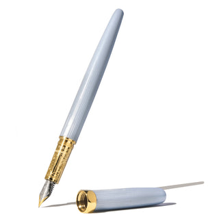 The Bijou Fountain Pen - Forget Me Not | Ferris Wheel Press in light blue brass with gold grip details