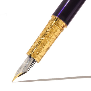 The Bijou Fountain Pen - Moonbeam Meadows | Ferris Wheel Press with detailed gold brass grip and fine nib