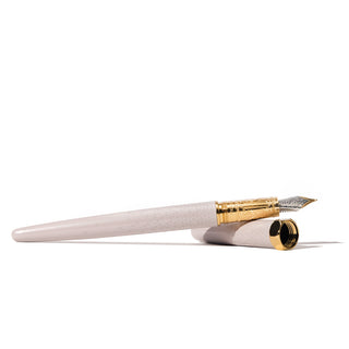 The Bijou Fountain Pen - Sandcastle Clay by Ferris Wheel Press with brass accents and detailed nib