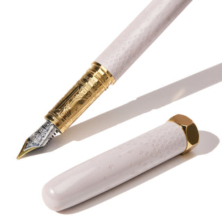 The Bijou Fountain Pen - Sandcastle Clay | Ferris Wheel Press with engraved brass grip and gold accents