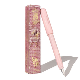The Carousel Fountain Pen - Billowing Blush | Ferris Wheel Press with blush pink body and silver nib next to decorative box