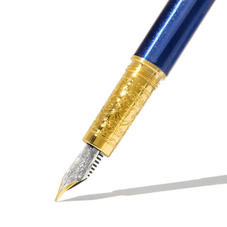 2025 Limited Edition | The Bijou Fountain Pen - Blue Revelry with engraved brass grip by Ferris Wheel Press