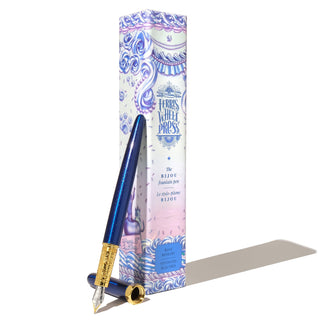 2025 Limited Edition | The Bijou Fountain Pen - Blue Revelry | Ferris Wheel Press with gold grip and blue lacquer body