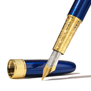 2025 Limited Edition | The Joule Fountain Pen - Blue Revelry | Ferris Wheel Press with gold engraved nib close-up