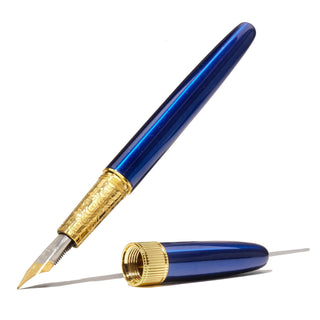 2025 Limited Edition | The Joule Fountain Pen - Blue Revelry with gold grip and sapphire lacquer by Ferris Wheel Press