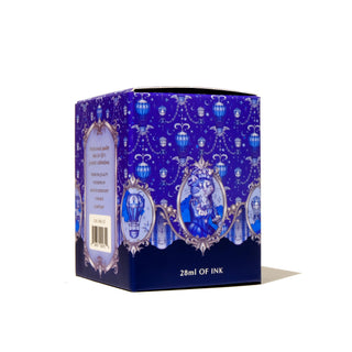 Decorative blue packaging with celestial and vintage characters for 28ml Calligraphy Ink - Celestial Soiree | Ferris Wheel Press