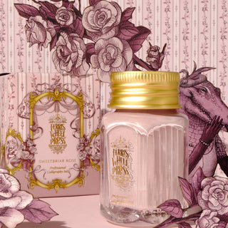 28ml Calligraphy Ink - Sweetbriar Rose | Ferris Wheel Press with elegant gold cap and floral pink label