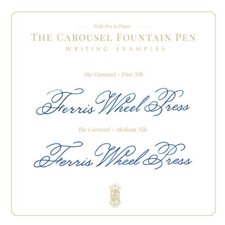 2025 Limited Edition | Aluminum Carousel Fountain Pen - Blue Revelry writing samples with fine and medium nibs by Ferris Wheel Press