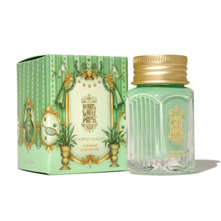 28ml Calligraphy Ink - Courtly Clover | Ferris Wheel Press in green glass bottle with gold lid and decorative box